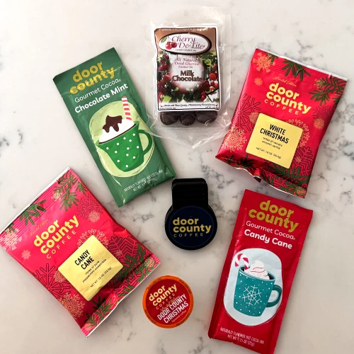 three bags of holiday inspired coffee flavours