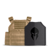 Spartan® Omega® AR500 Steel Body Armor and Spartan Shooters Cut Plate Carrier Package - Coyote Brown