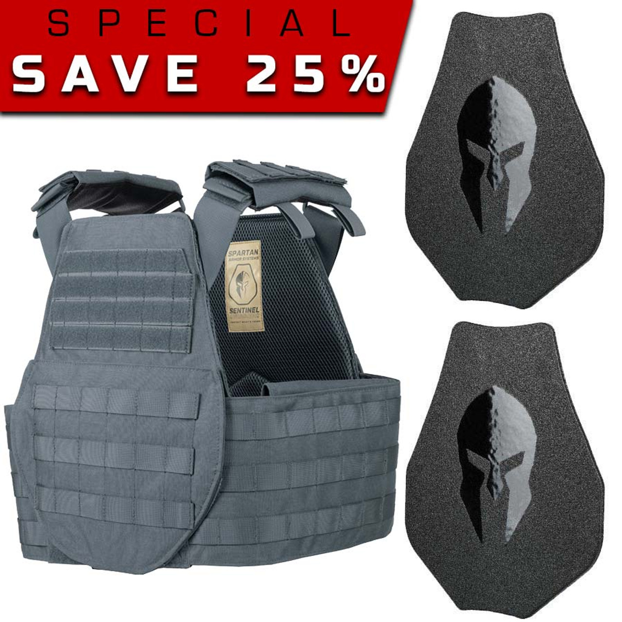 Spartan™ Omega™ AR500 Steel Body Armor and Sentinel High 