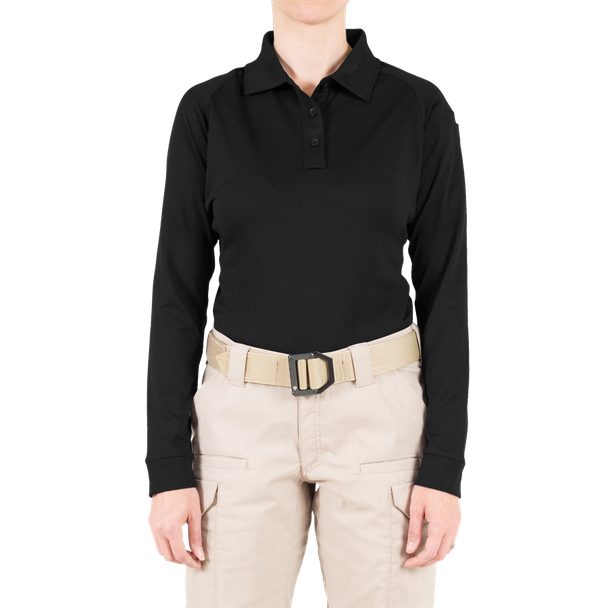 Women's Performance Long Sleeve Polo - Black