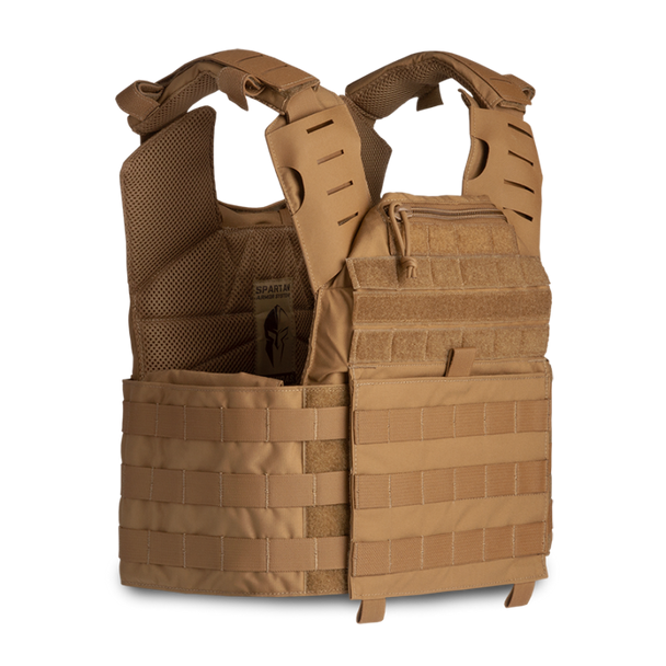 Leonidas USA Made Plate Carrier - Coyote Brown (Facing Right) Leonidas USA Made Plate Carrier - Coyote Brown (Facing Right)