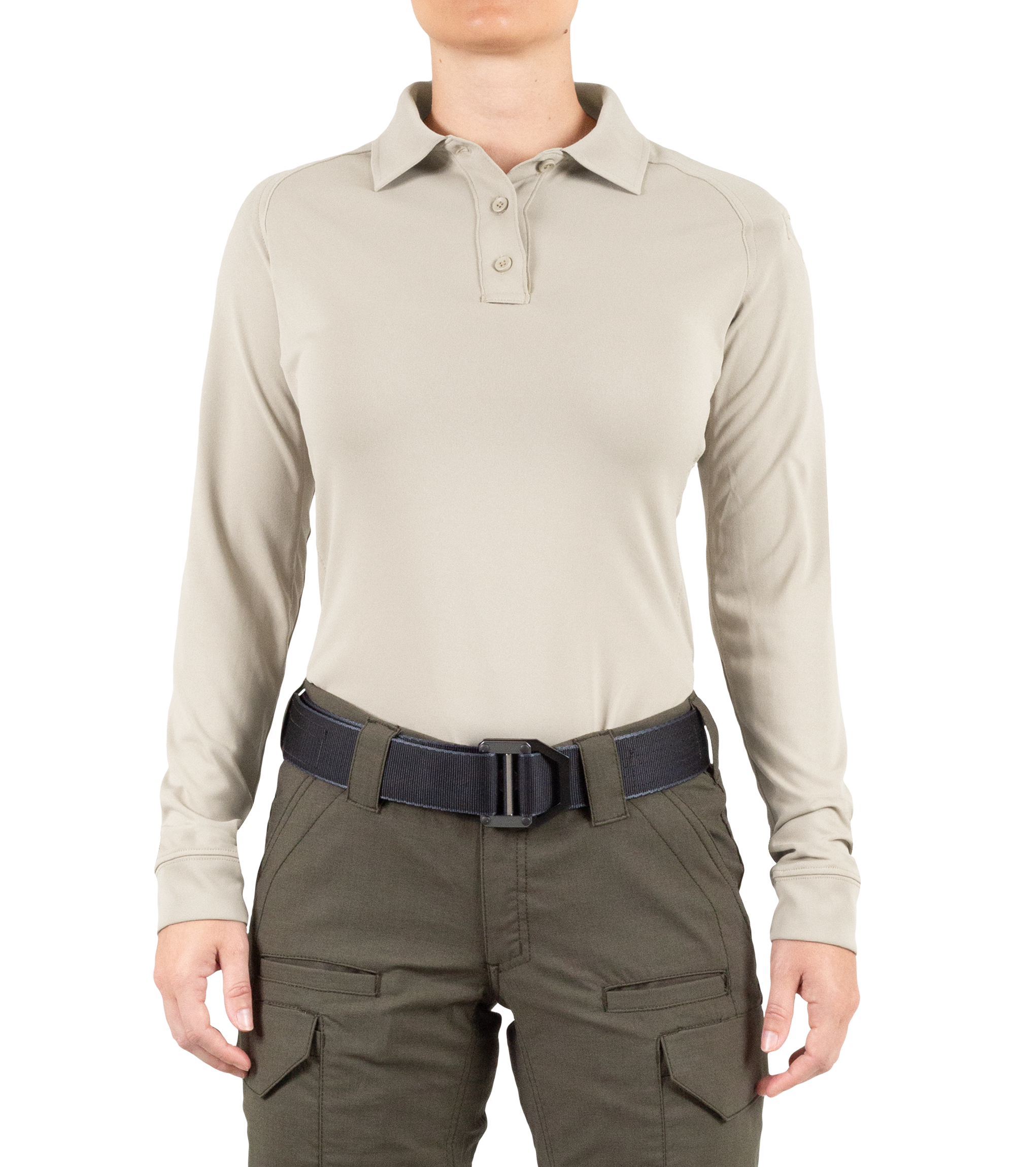 Women's Performance Long Sleeve Polo - Khaki