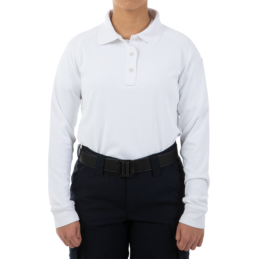 Women's Performance Long Sleeve Polo - White
