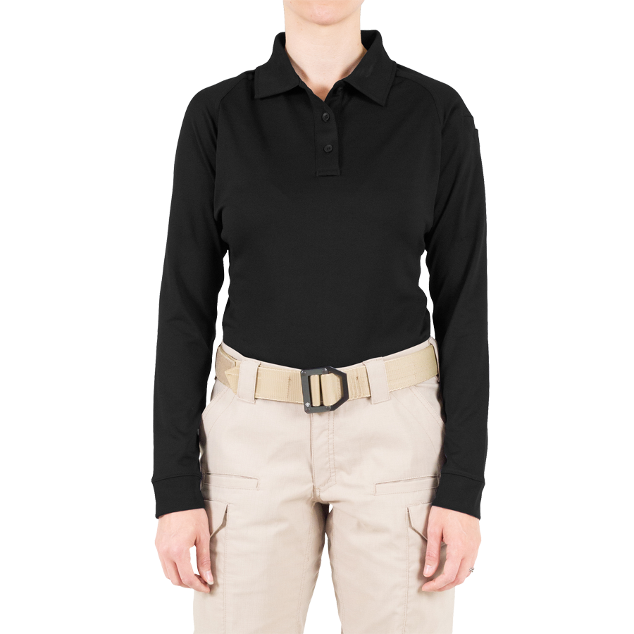 Women's Performance Long Sleeve Polo - Black
