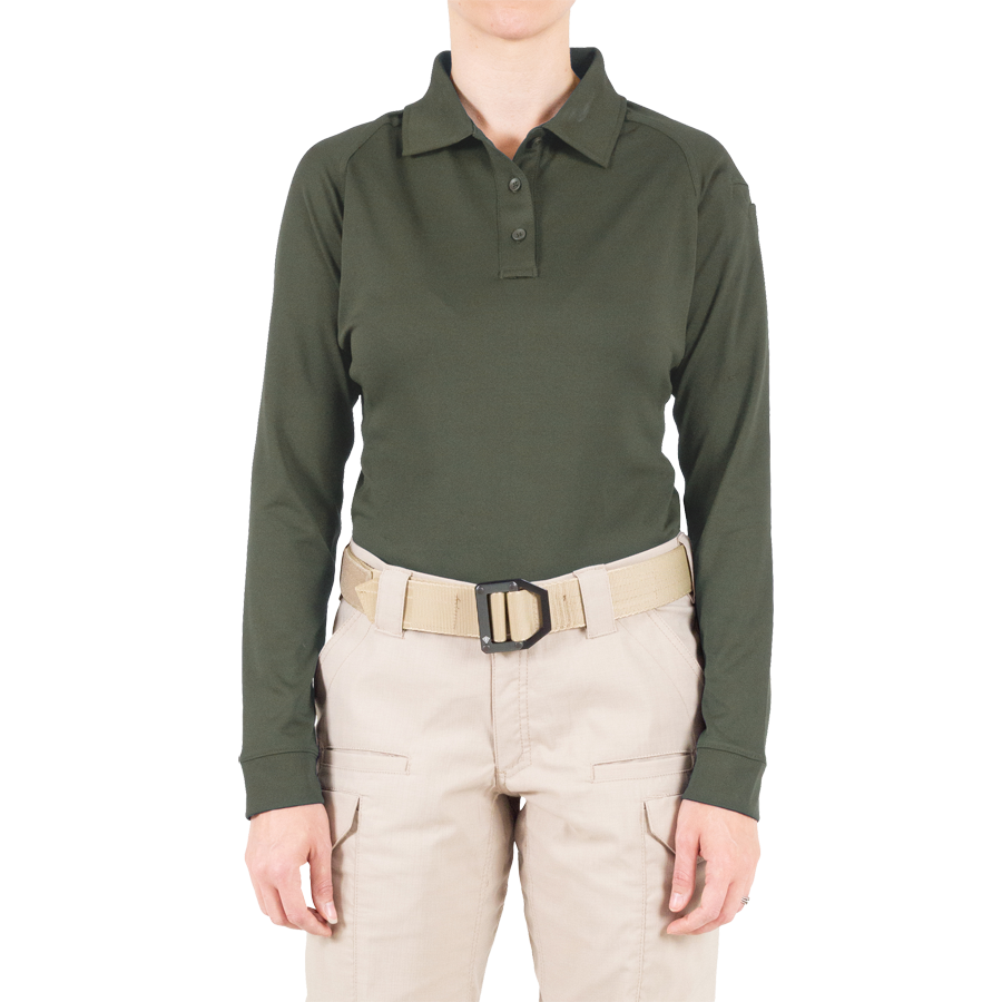 Women's Performance Long Sleeve Polo - OD Green