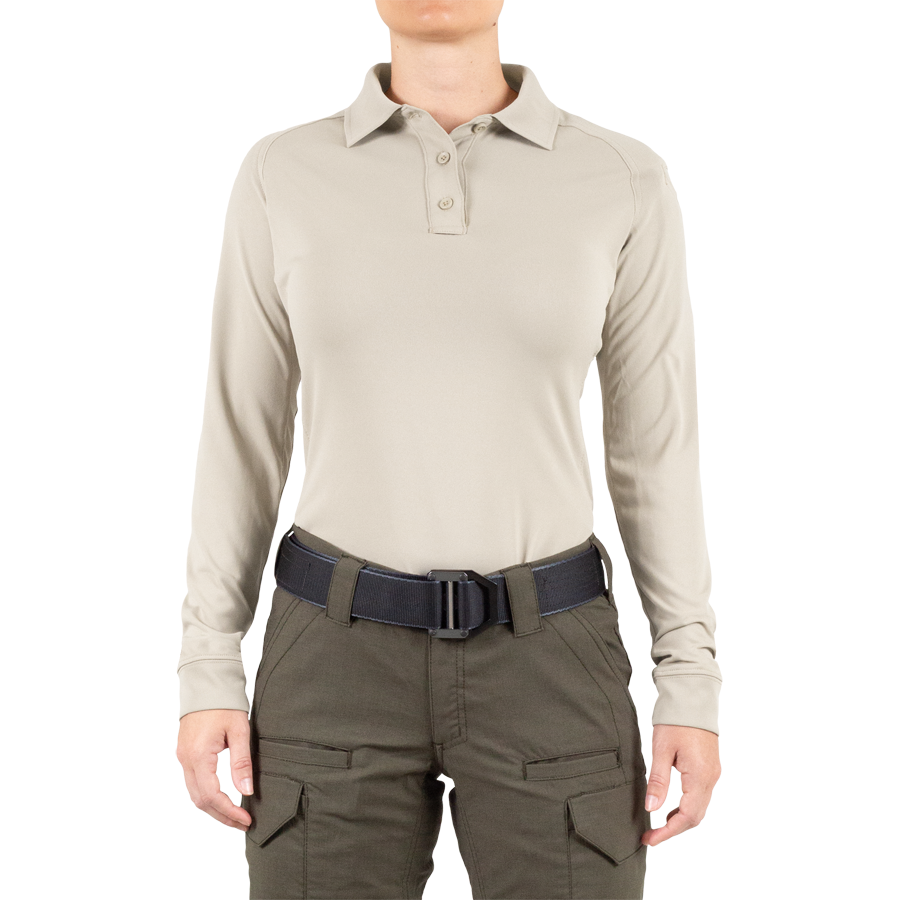 Women's Performance Long Sleeve Polo - Khaki