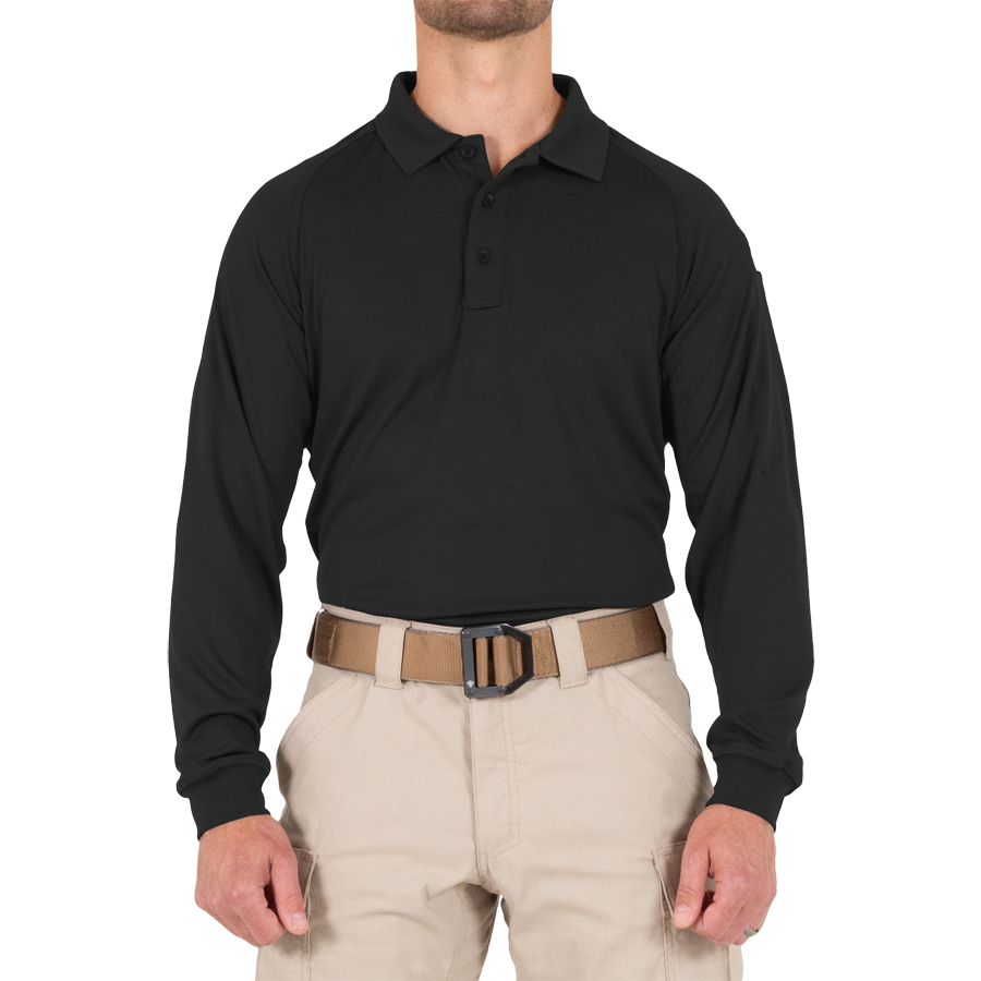 Men's Performance Long Sleeve Polo - Black