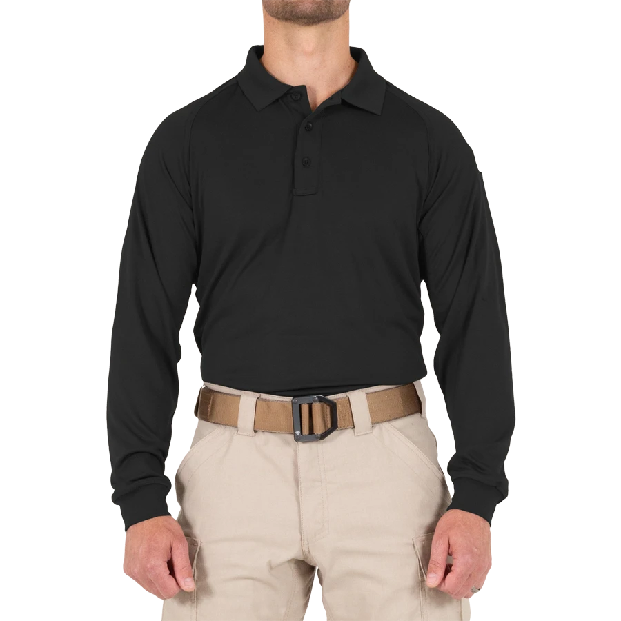 Men's Performance Long Sleeve Polo - Black