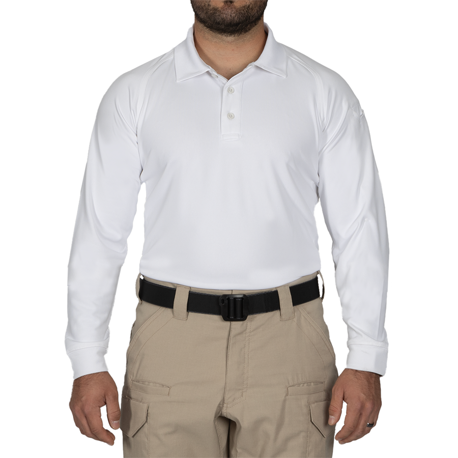 Men's Performance Long Sleeve Polo - White