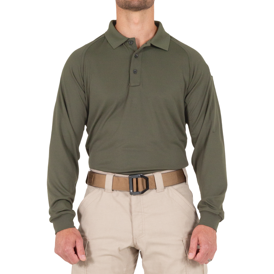 Men's Performance Long Sleeve Polo - OD Green