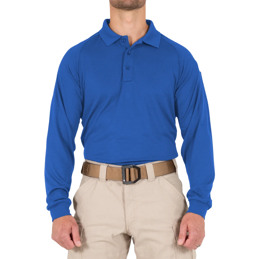 Men's Performance Long Sleeve Polo - Academy Blue