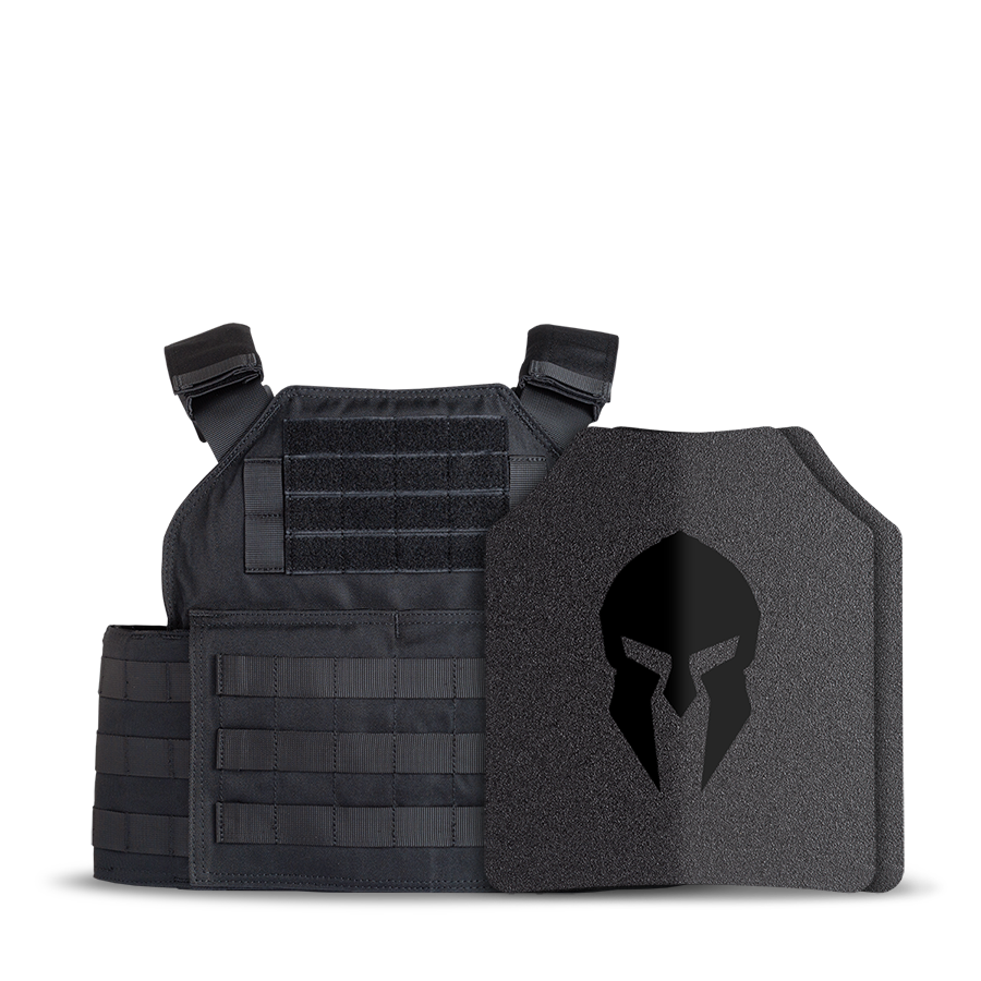 Spartan® Omega® AR500 Steel Body Armor and Spartan Shooters Cut Plate Carrier Package - Black