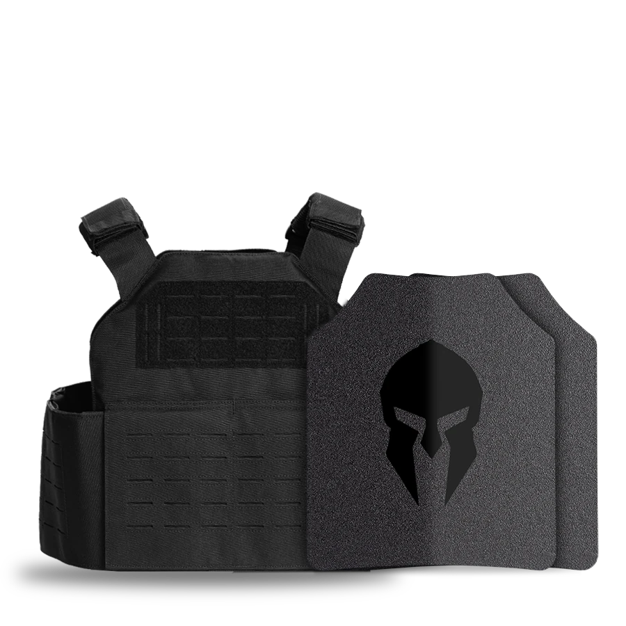 Spartan® Omega® AR500 Steel Body Armor and Spartan Shooters Cut Plate Carrier Package - Black