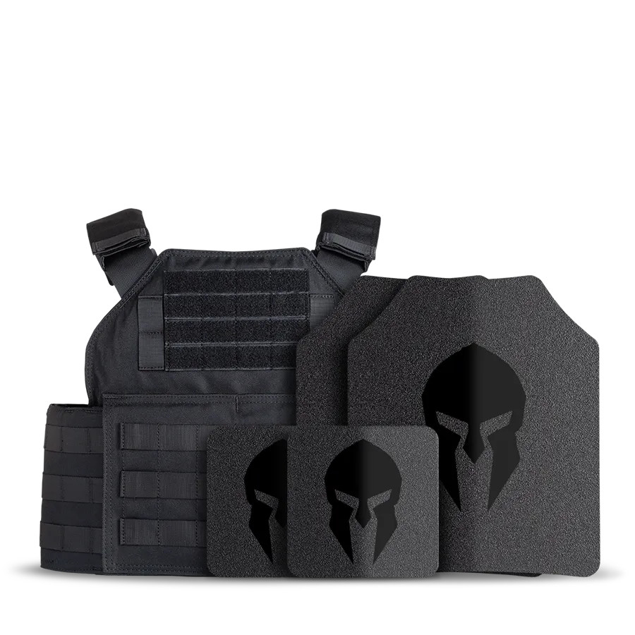 Spartan® Omega® AR500 Steel Body Armor and Spartan Shooters Cut Plate Carrier Package - Black