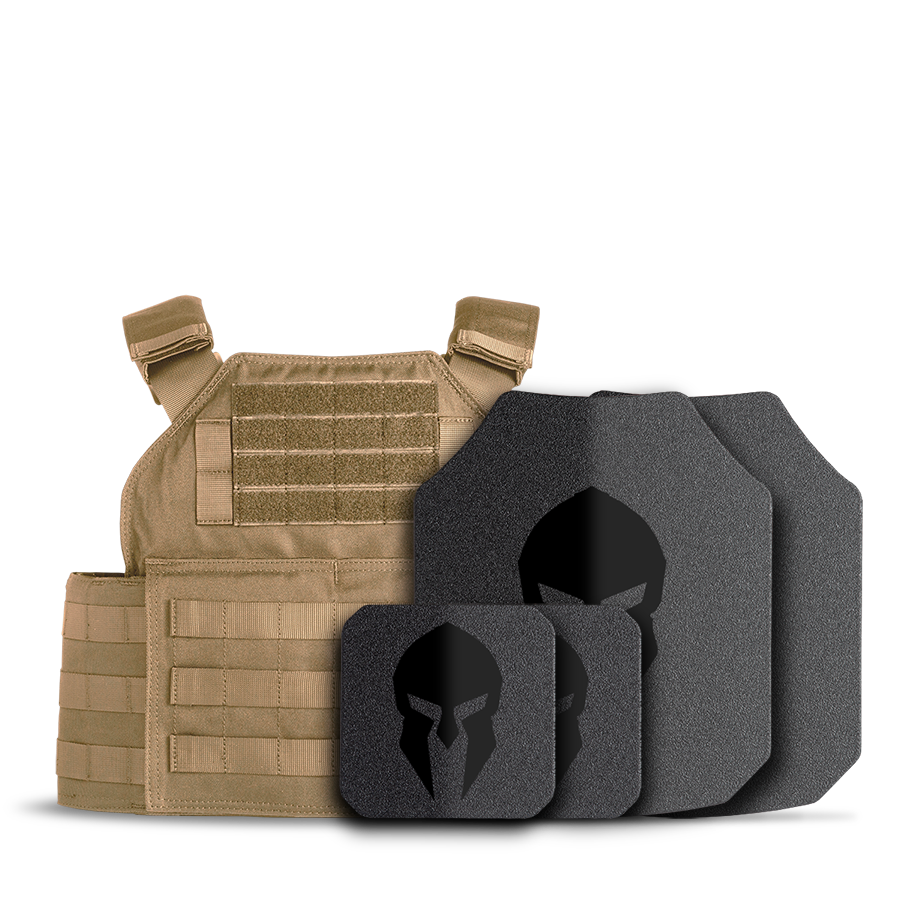 AR550 Spartan Shooters Body Armor Package - Coyote Brown