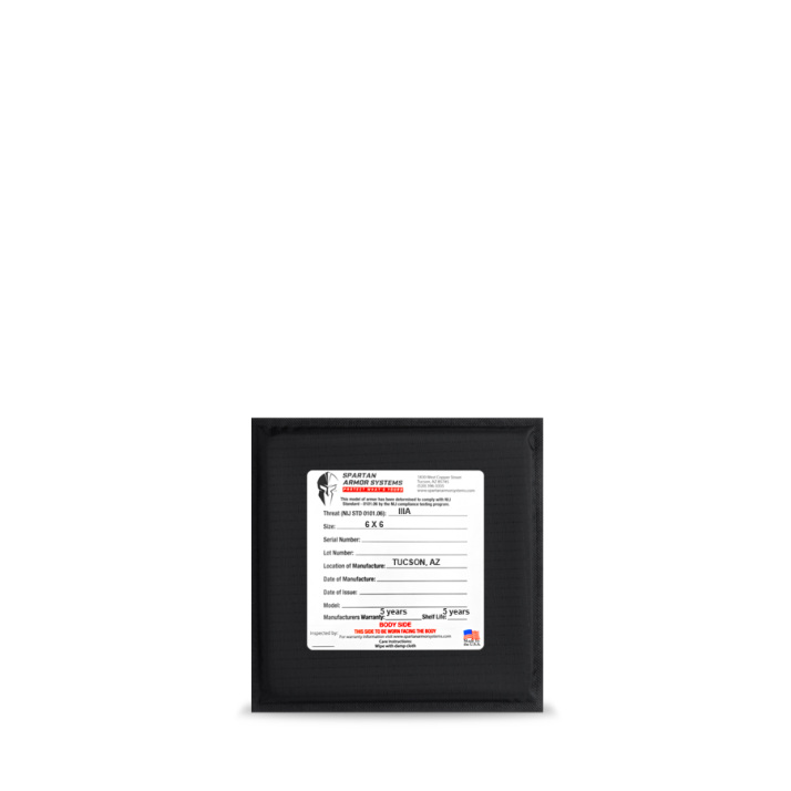 6" x 6" Level IIIA Soft Armor Side Plate - Single (Back)