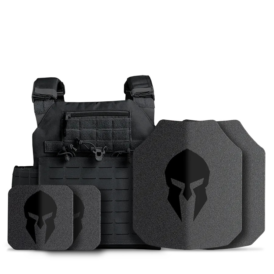 AR550 Body Armor and Achilles Laser Cut Plate Carrier Package - Black