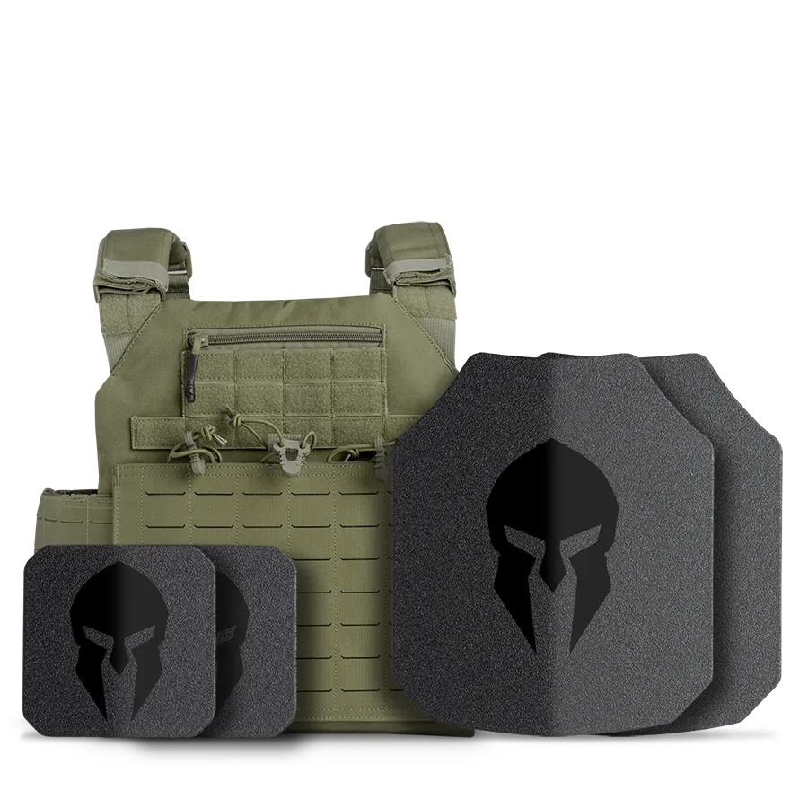 AR550 Body Armor and Achilles Laser Cut Plate Carrier Package - OD Green