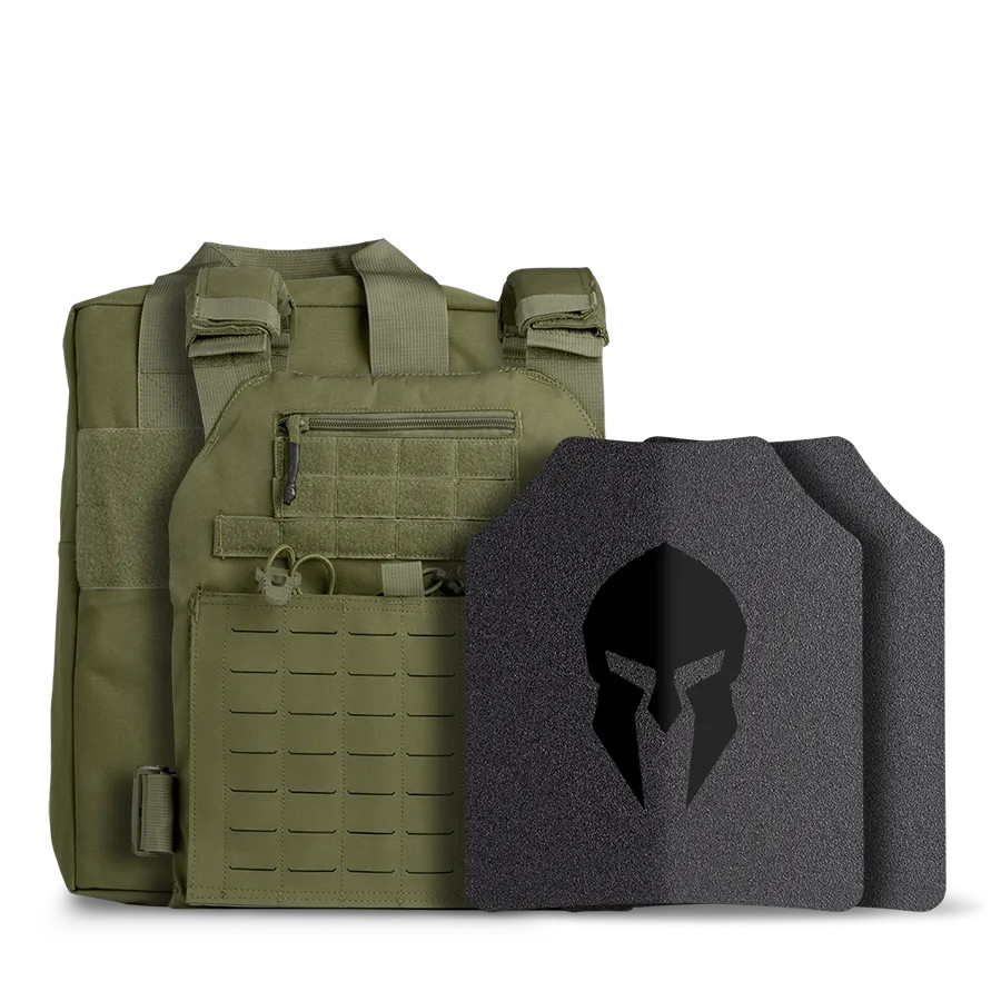 Spartan™ Omega™ AR500 Steel Body Armor Tactical Response Kit - OD Green