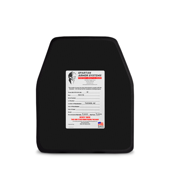 Hercules Ceramic Level IV Body Armor Plate - Spartan Armor Systems® (Back)