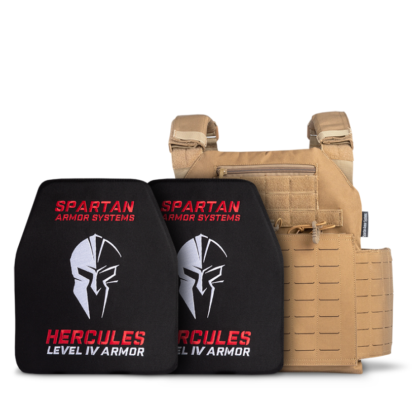 Hercules Level IV and Achilles Plate Carrier Body Armor Package - Coyote Brown