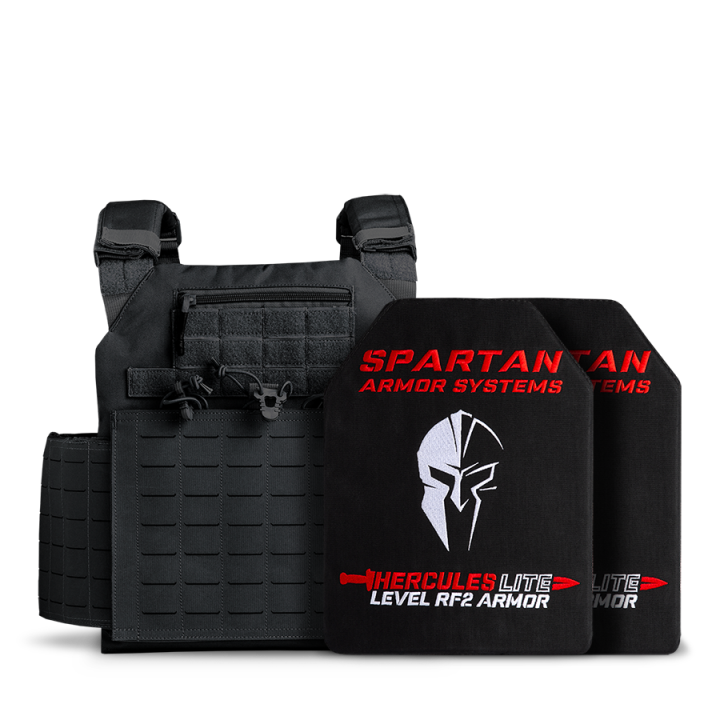 Hercules Lite RF2/III+ Ceramic Body Armor and Achilles Plate Carrier Package - Black