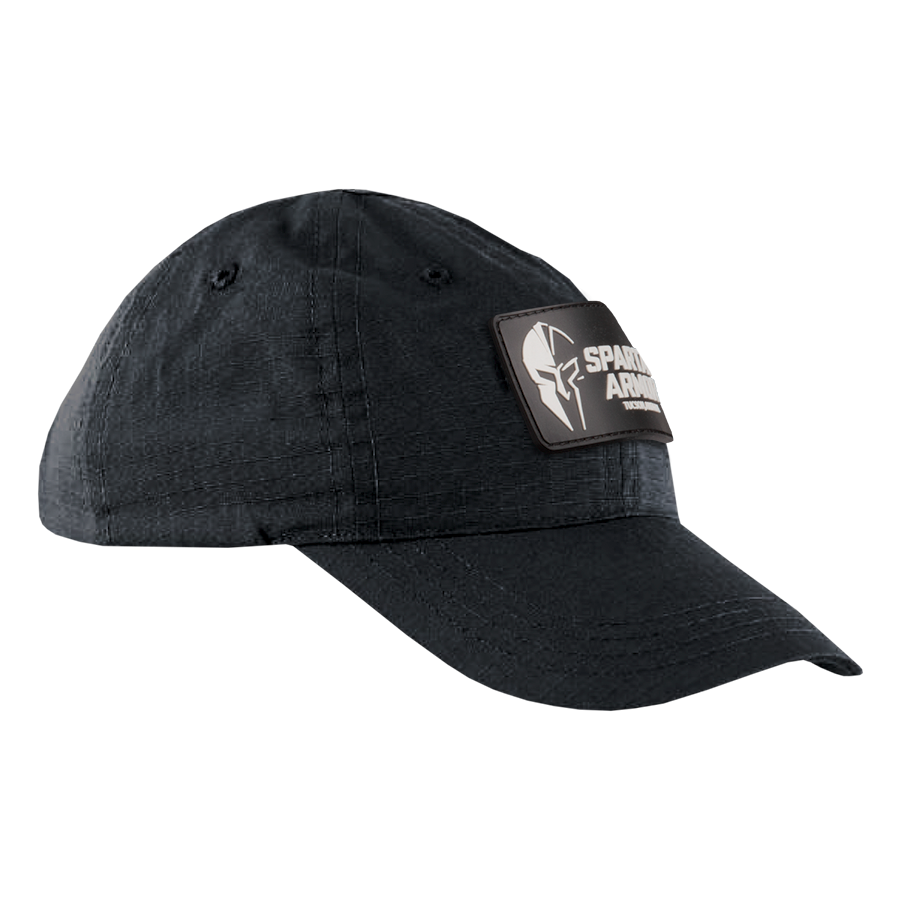 Velcro Front Hat with Spartan Armor Systems Patch - Black