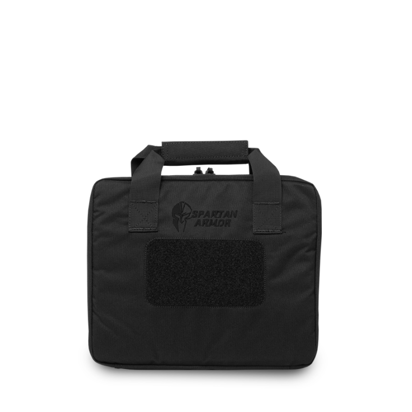Single Pistol Case with Spartan Helmet (Black) Embroidery - Black Case