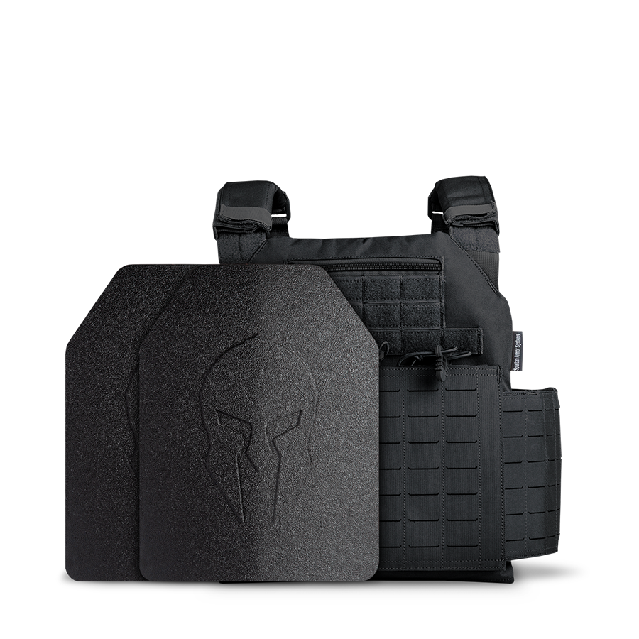 Elaphros Gen 2 Lightweight Body Armor & Achilles Laser Cut Plate Carrier Package - Black