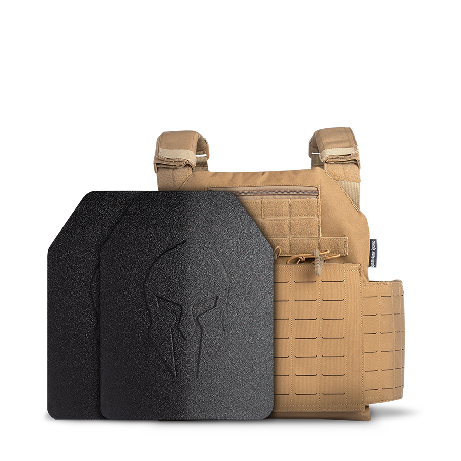 Elaphros Gen 2 Lightweight Body Armor & Achilles Laser Cut Plate Carrier Package - Coyote Brown

