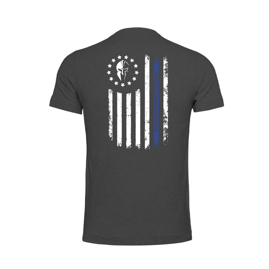 Spartan Armor Systems® Back The Blue T-Shirt Dark Gray (Back)