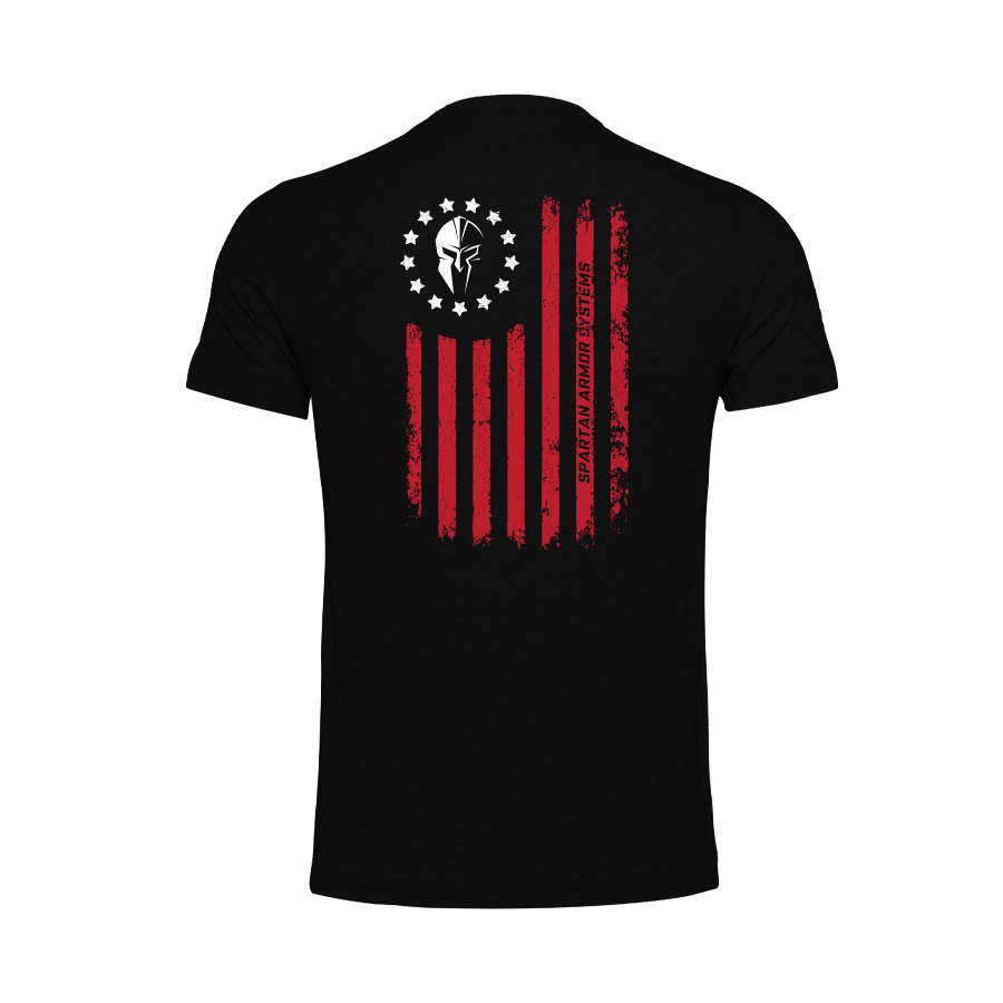 Spartan Armor Systems® Red Spartan Flag T-Shirt (Back)
