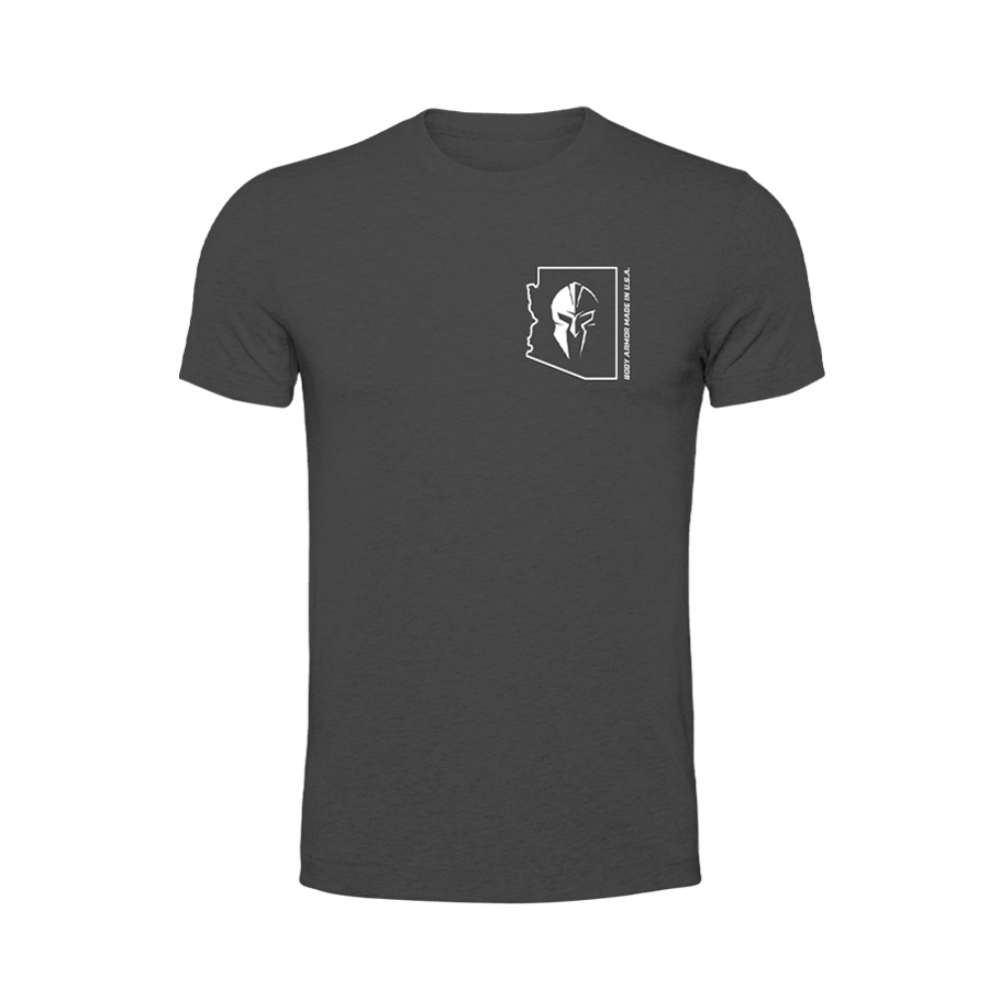 Spartan Armor Systems® Red Spartan Flag T-Shirt Dark Gray (Front)