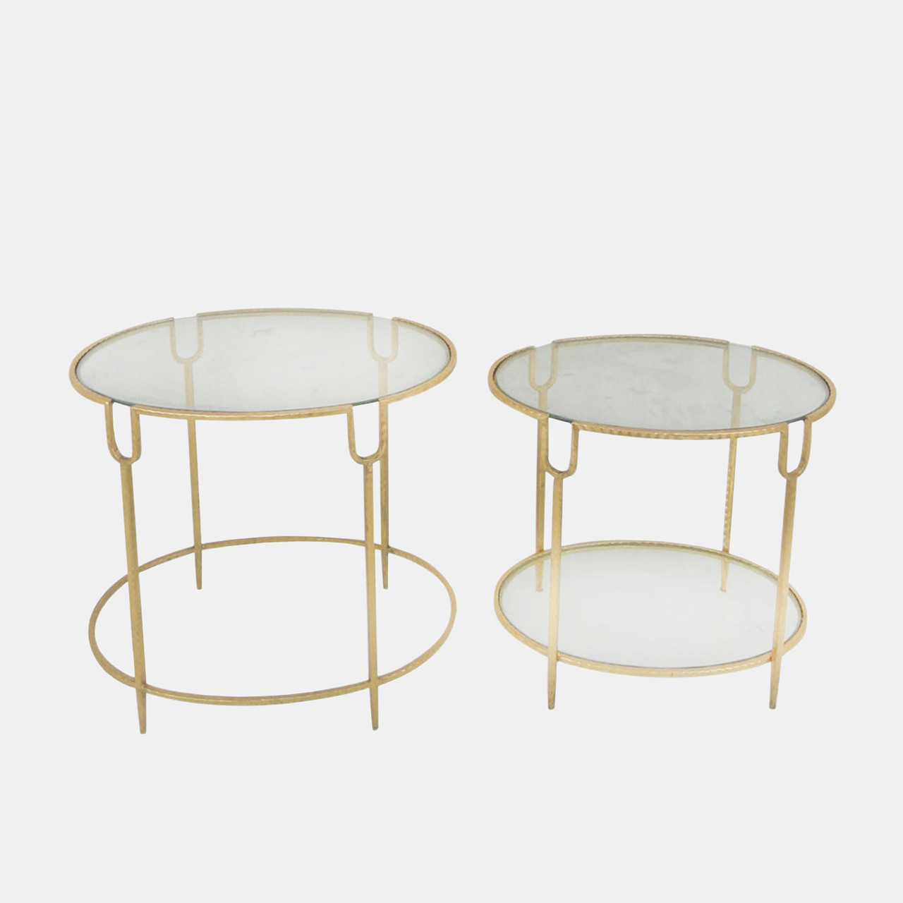 S/2 Round Gold Accent Tables, Glass Top Sagebrook Home
