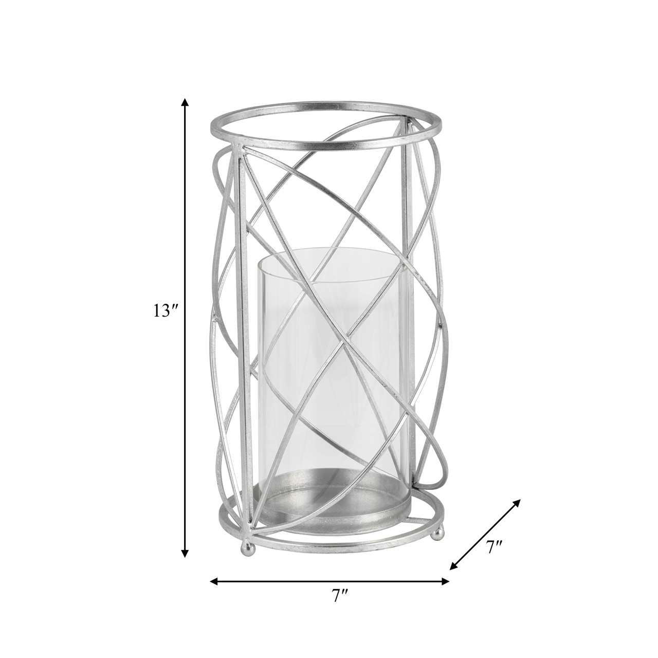 Metal 13" Hurricane Candle Holder, Silver Sagebrook Home