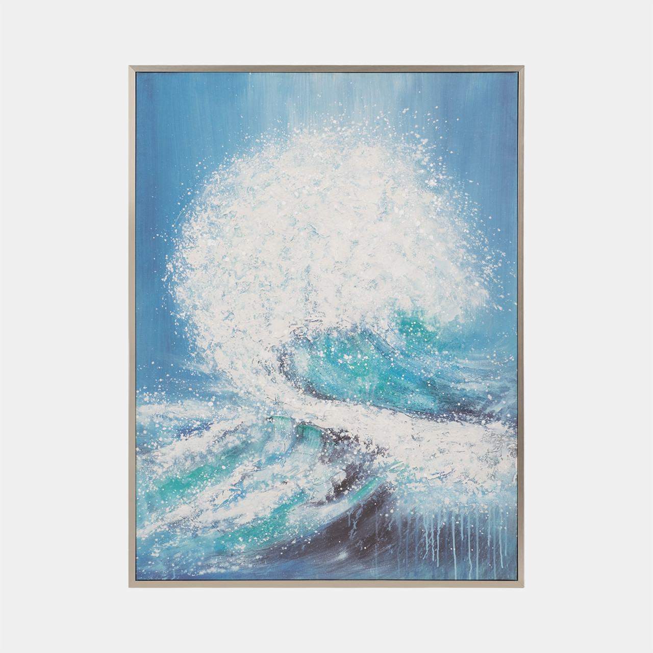 36x48 Handpainted Waves Canvas, Aqua | Sagebrook Home