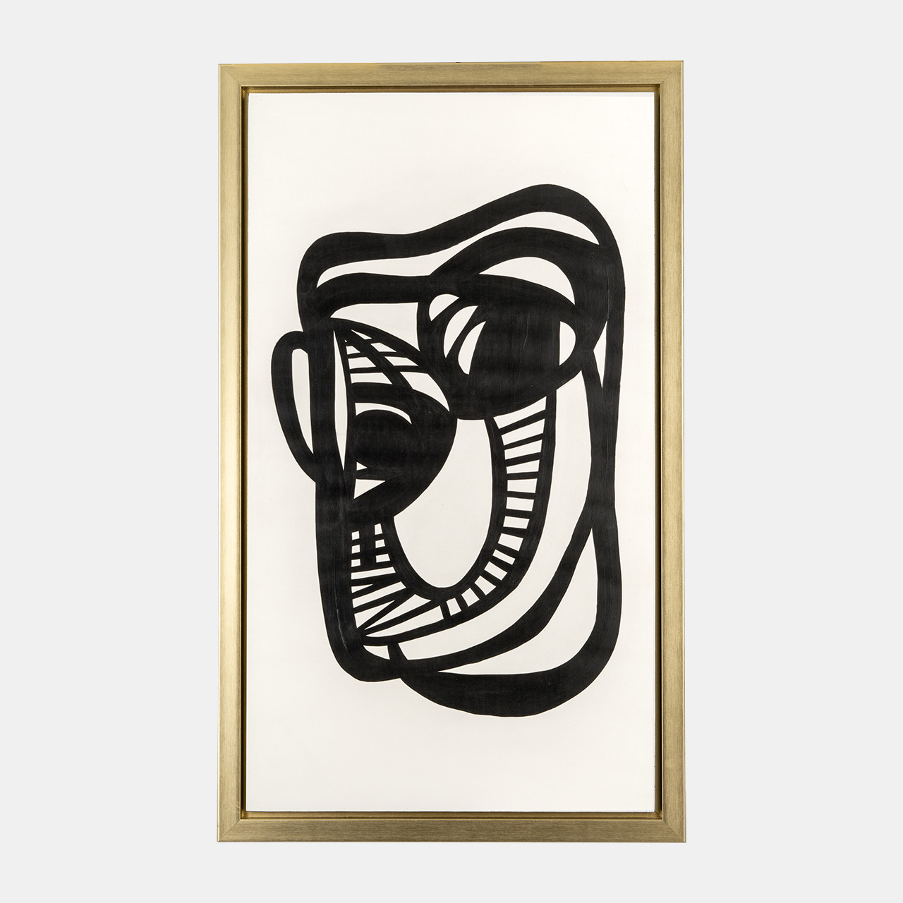 35x59 Hand Painted Gold Frame, Geometric Face, Black (70256)