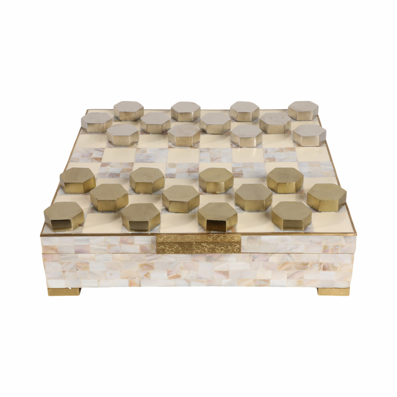 15x15 Bailee Mother Of Pearl Checker Box Set | Sagebrook Home