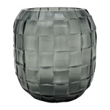 EV19116-01#Jordan Glass, 6" Woven Finish Vase, Gray