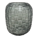 EV19116-02#Jordan Glass, 9" Woven Finish Vase, Gray