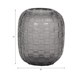 EV19116-02#Jordan Glass, 9" Woven Finish Vase, Gray