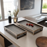 EV19201#Metal, S/2 15/18" Relica Hammered Trays