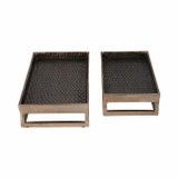 EV19201#Metal, S/2 15/18" Relica Hammered Trays
