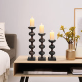 EV19274-01#S/3 14/19/23" Sumpter Black Wood Candle Sticks