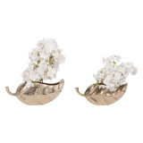 EV19181#Metal, S2 11/15" Fauna Leaf Vases, Champagne
