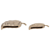 EV19181#Metal, S2 11/15" Fauna Leaf Vases, Champagne