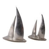 EV19223#Metal, S/2 9/12" Moelyn Silver Sailboats
