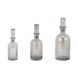 EV19350#S/3 13/14/16" Callum Gray Glass Bottles, Gray