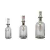 EV19350#S/3 13/14/16" Callum Gray Glass Bottles, Gray