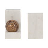 EV19393#S/2 6" Rikard Marble Bookends, White/brown